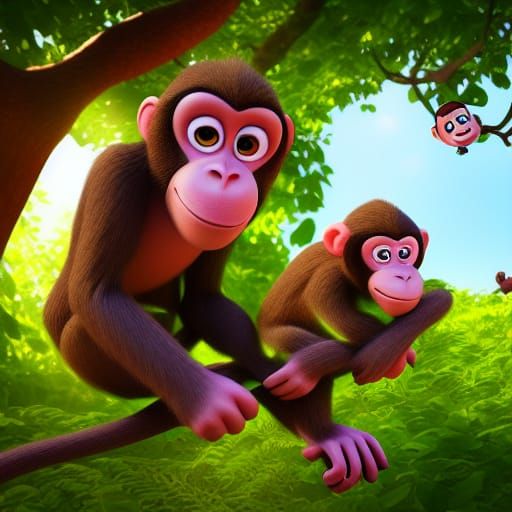 Monkeys enjoy in tree
