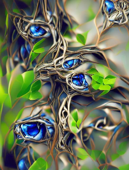Barbed vines with tree leaves mother nature eyes sapphire de...