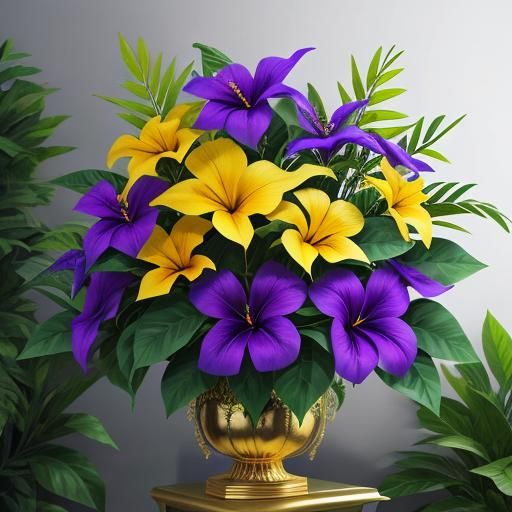 Purple allamanda flower and yellow allamanda flower, combine...