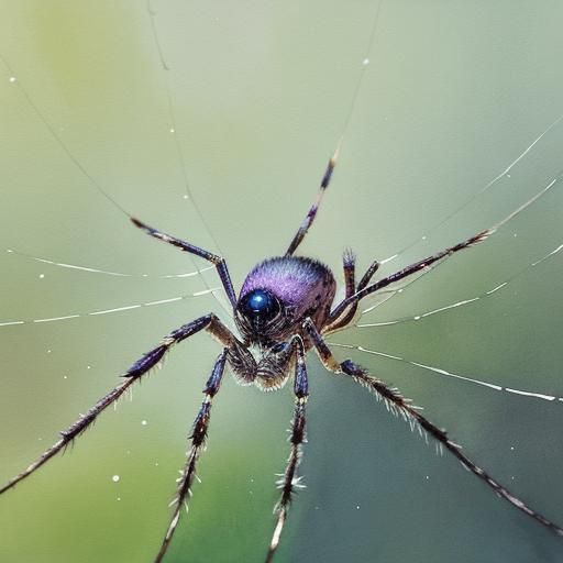 Spider on Dewy Web in Watercolor Style
