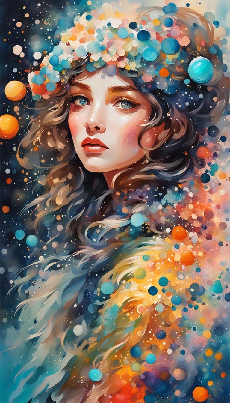 Dot Art+Cute girl +shining soft colorful + sparkles+ARTGERM+ Karol Bak ...