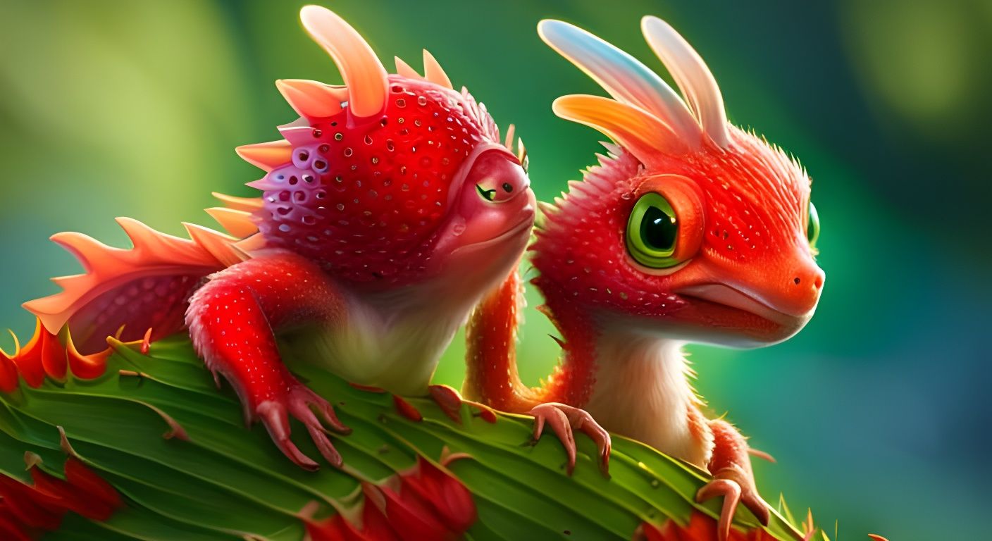 Baby strawberry dragon hatchlings - AI Generated Artwork - NightCafe Creator