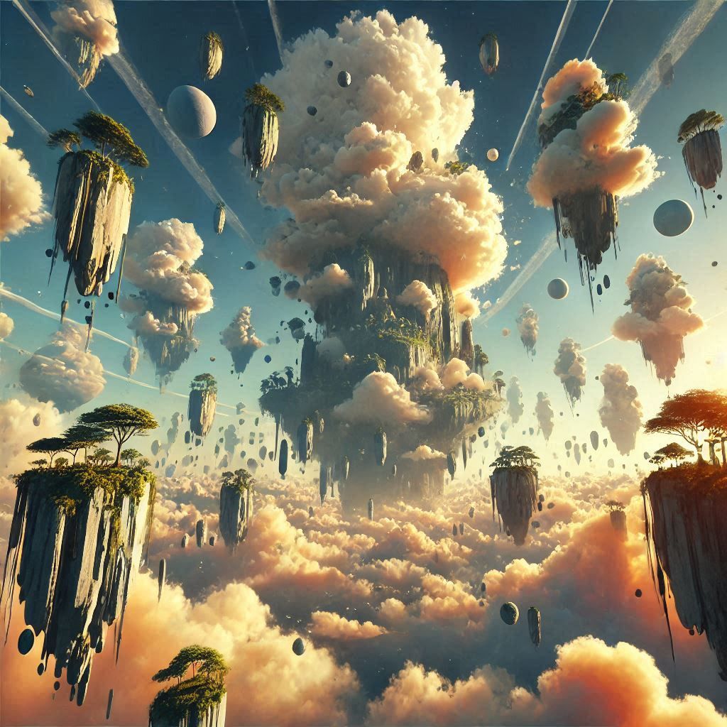 Floating islands in sky