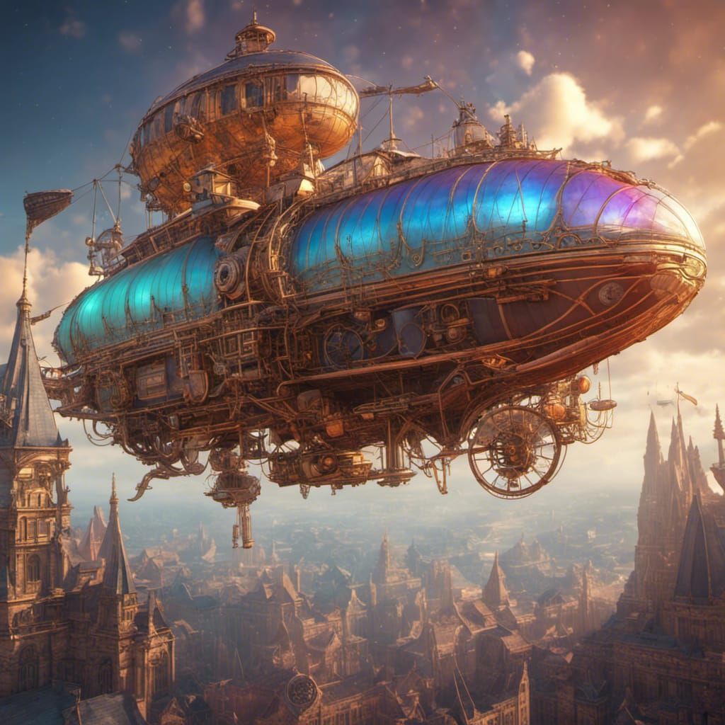 Steampunk Element-Powered Dirigible - AI Generated Artwork - NightCafe ...