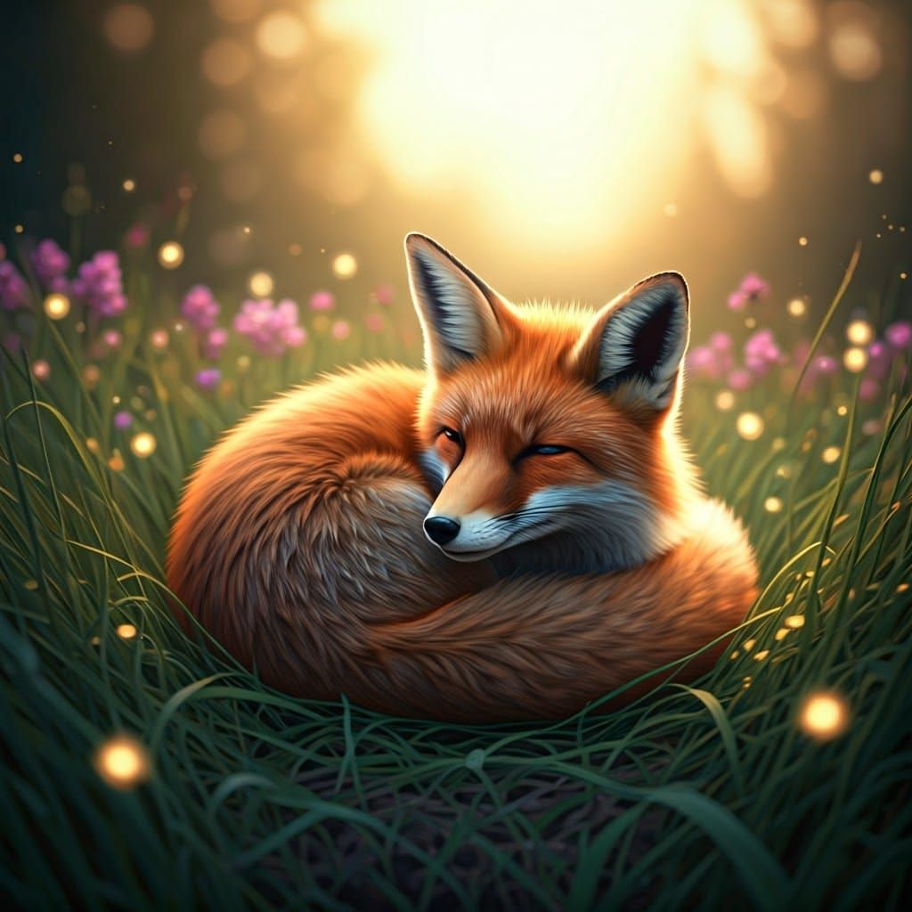 Serene Red Fox in Ethereal Morning Landscape