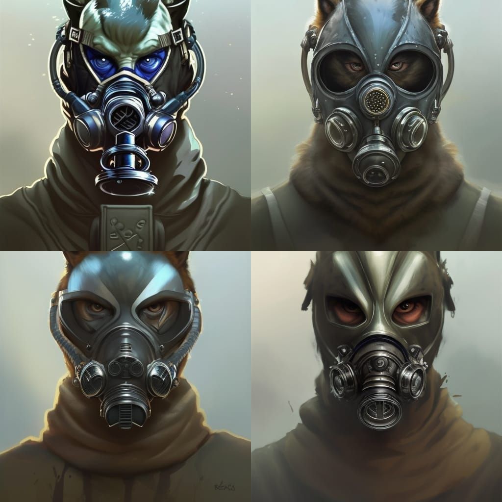 Werewolf auxiliary soldier wearing gasmask