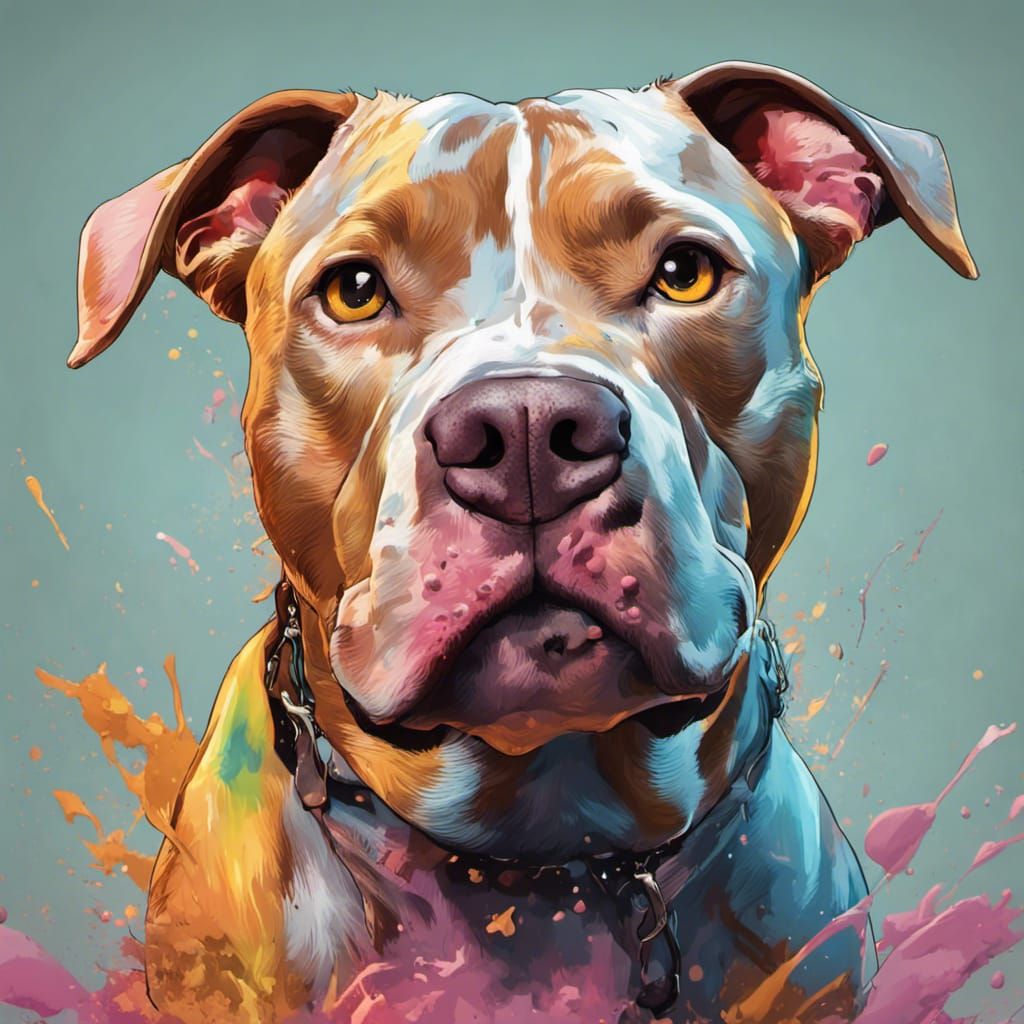 Cute Pitbull Dog - AI Generated Artwork - NightCafe Creator