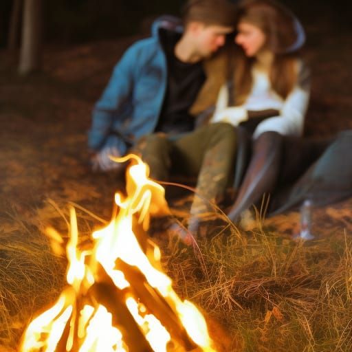 Campfire, Love Couple - AI Generated Artwork - NightCafe Creator