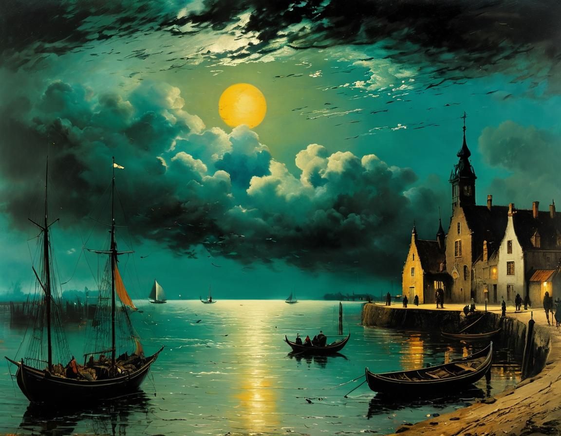 the calm before the storm, by John Piper, Jan van Goyen, Emil Nolde and John Atkinson Grimshaw, meticulous, ...  by @Tina auf der Blumenwiese