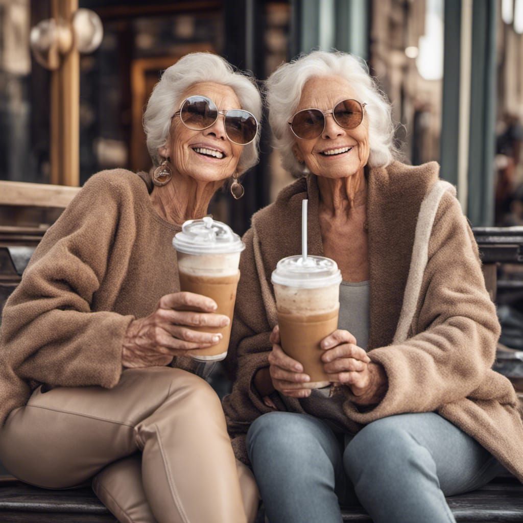 Circa 2063: you will have to pry the iced coffee, leggings, and uggs out of our cold dead hands #besties 👭  by @Mal