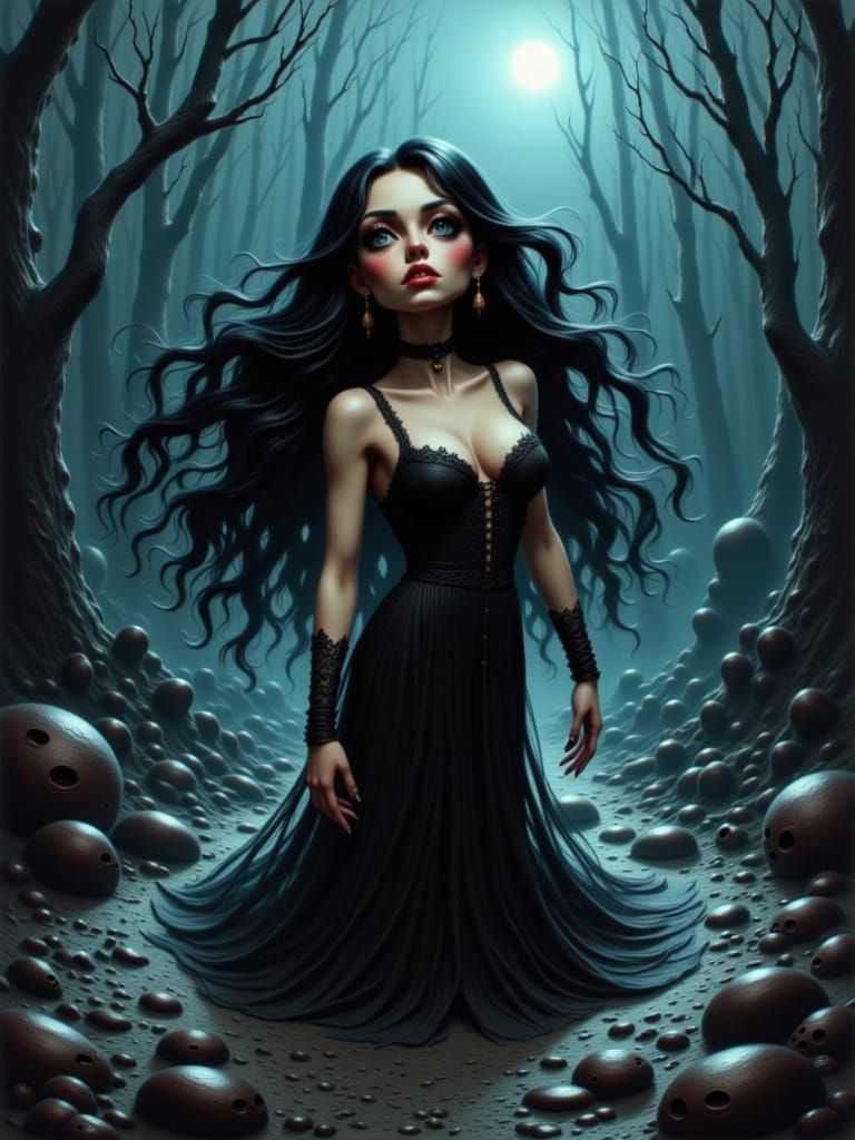 Goth Bratz Woman Breaking Free in Airbrush Style