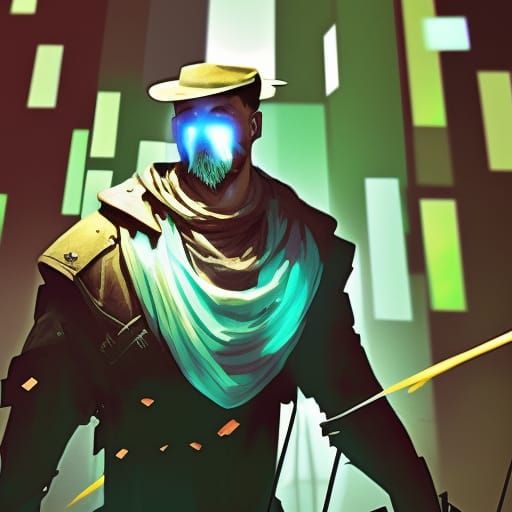 Male bounty hunter with a brim hat