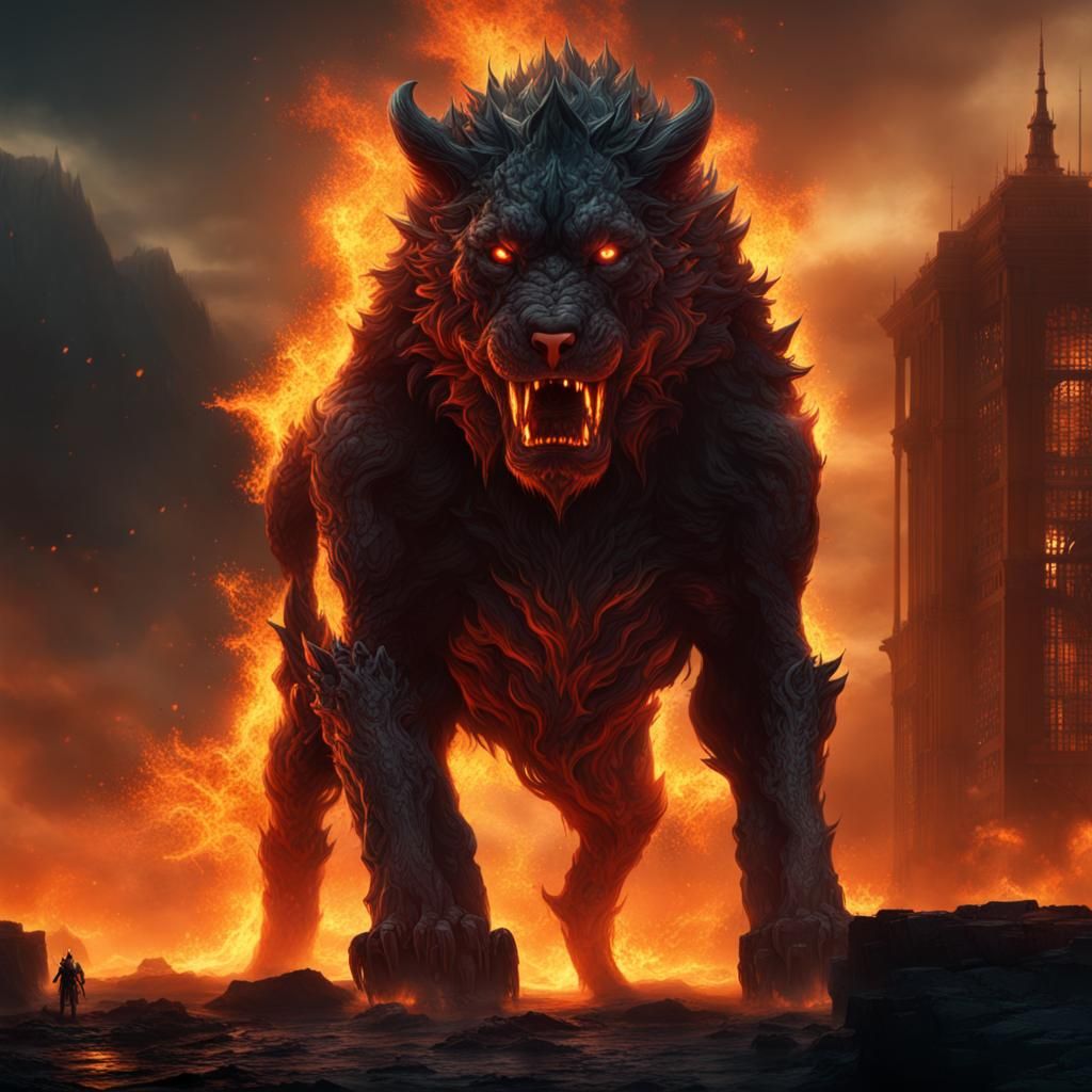 Fire Hell Hound - AI Generated Artwork - NightCafe Creator