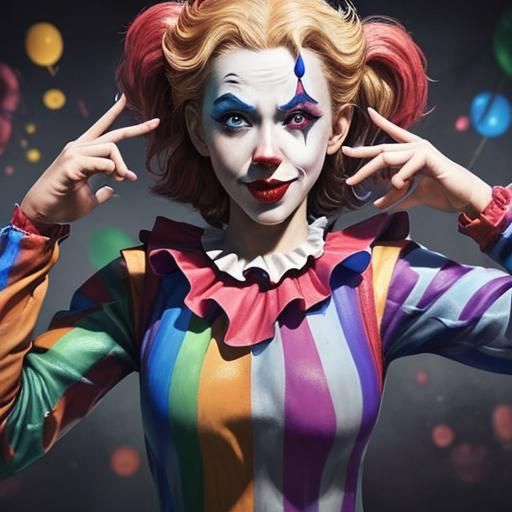 🎭🤡   Hyperrealistic, splash art, concept art, mid shot, in...