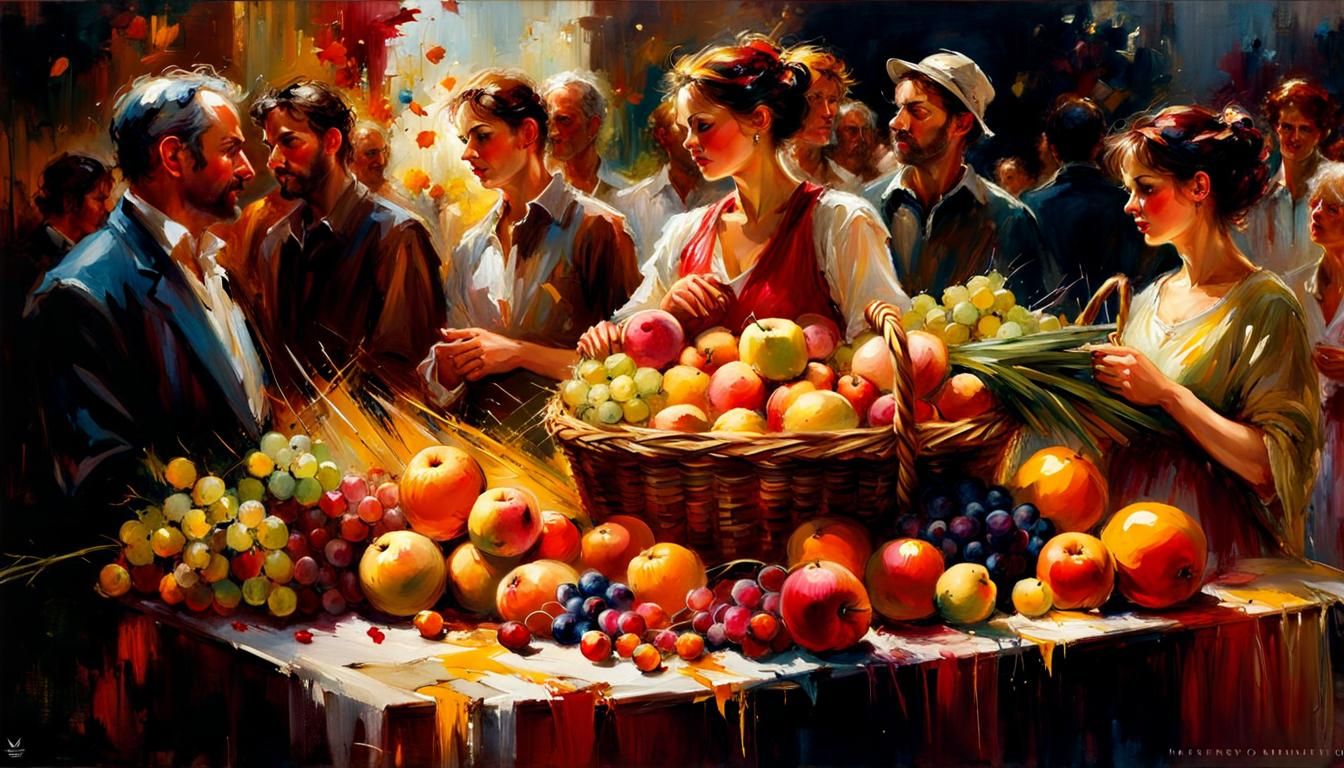 The celebration of the end of the harvest of autumn fruits, beautiful vegetables and fruits, satisfied ...  by @Shilla