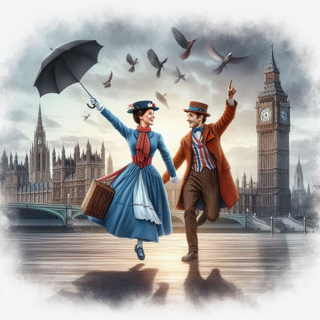 Mary Poppins and Bert Dancing