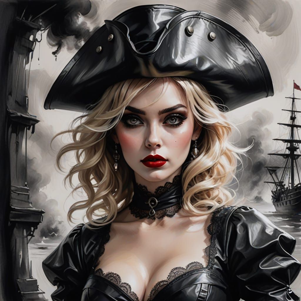 Expressive Black and White Oil Painting Masterpiece