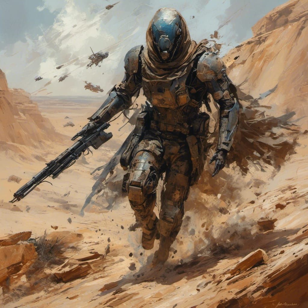 A man getting up off the ground, a fierce, determined look on his face, deviantart, impasto <lora:Scrappers:1.0> 