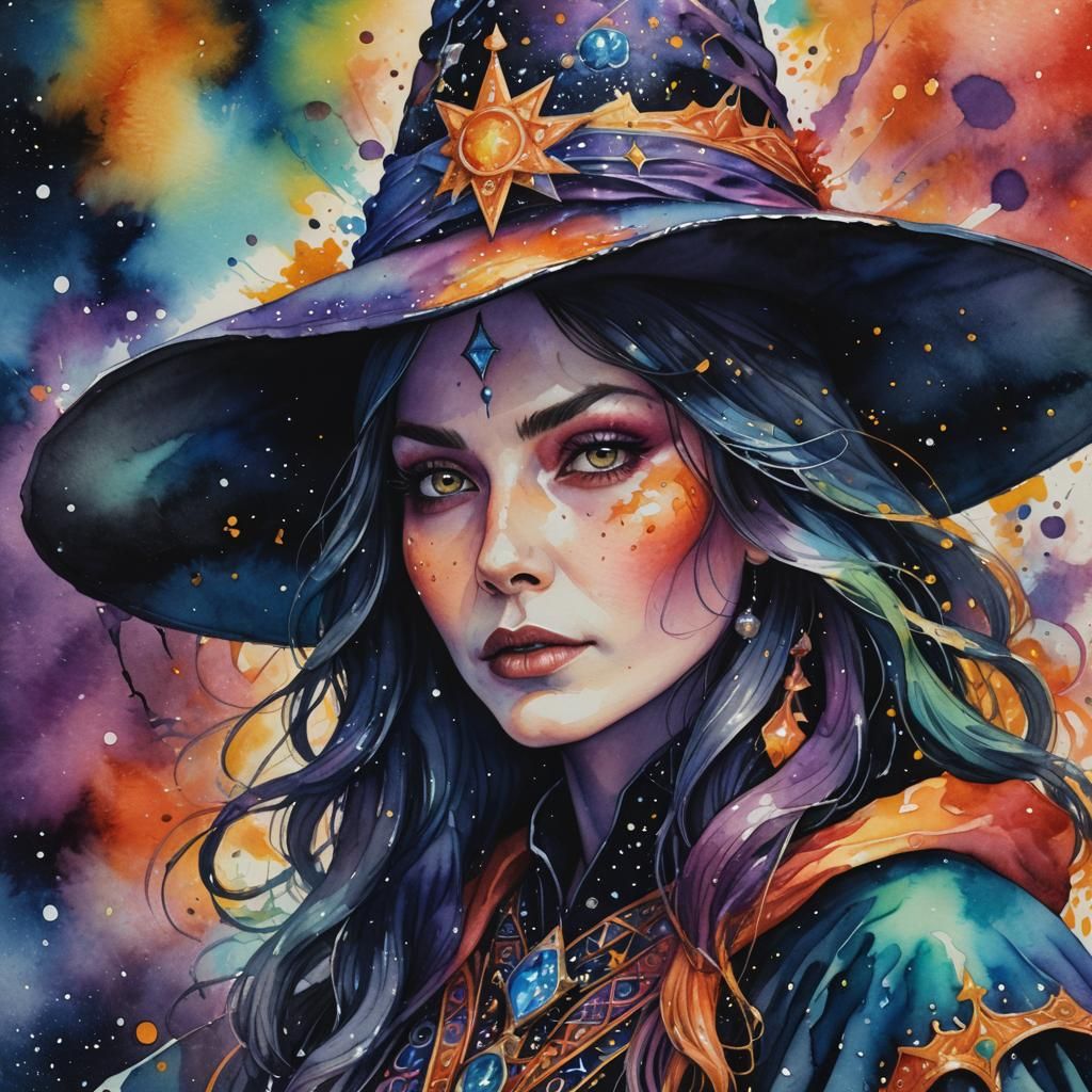 Cosmic witch portrait - AI Generated Artwork - NightCafe Creator