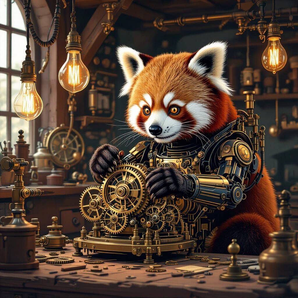 Steampunk panda.  by @BulePanda