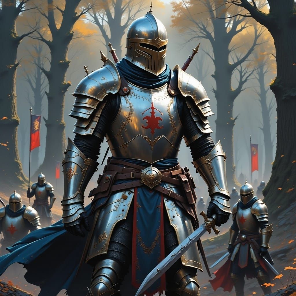  <lora:Chivalry Flux:1.0> A magical cyberpunk knight