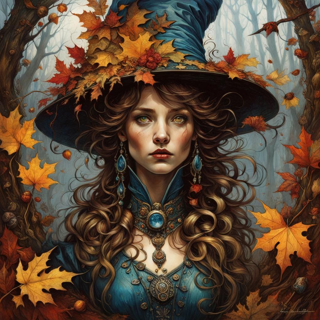 Autumn Sapphire Witch - AI Generated Artwork - NightCafe Creator