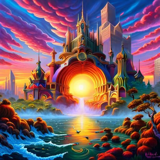 Psychedelic Fantasy Landscape  by @SpaceViking
