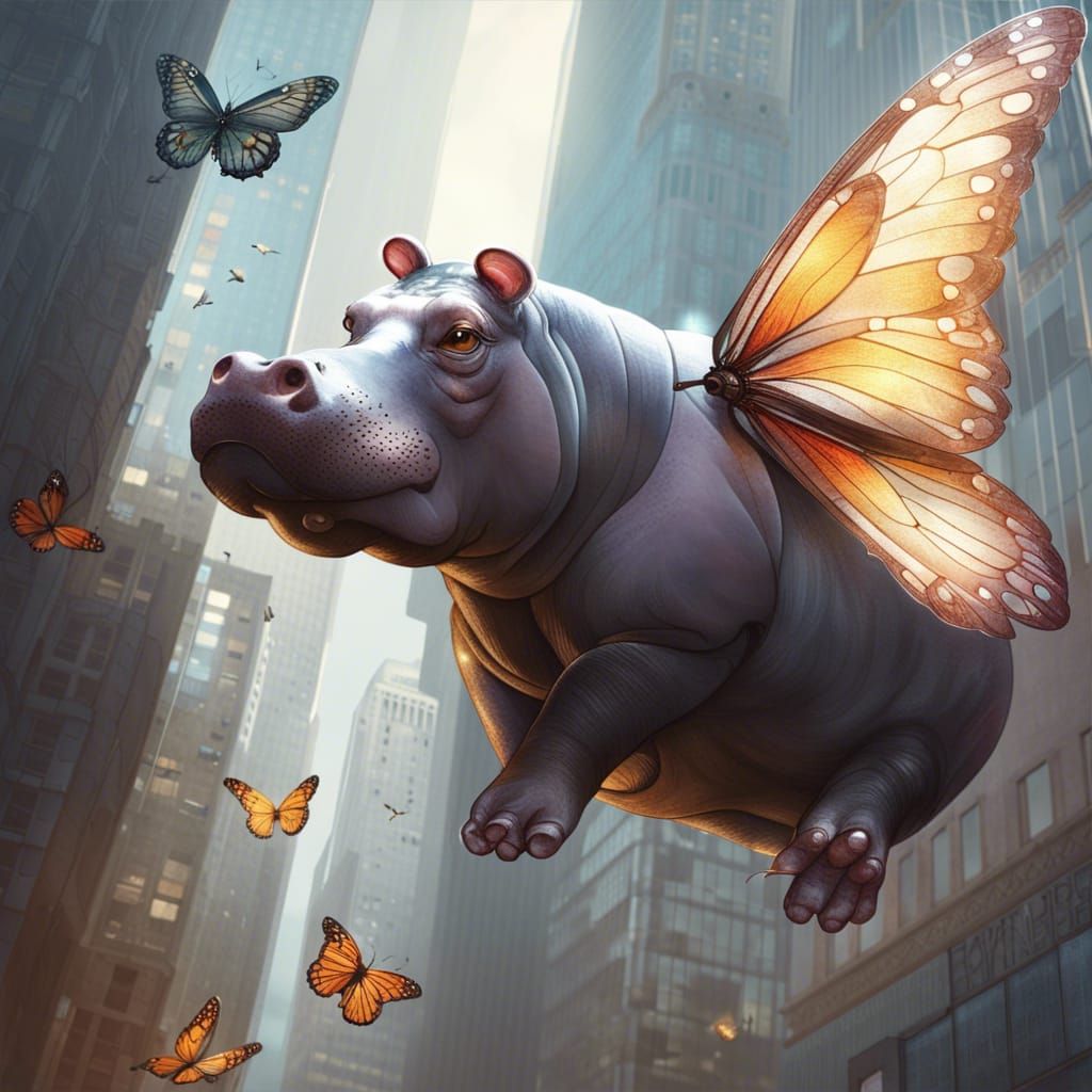 Cute Hippo With Beautiful Huge Butterfly Wings AI Generated Artwork BVqN6MWRJHVAZ7DkE0qs 1 086zu