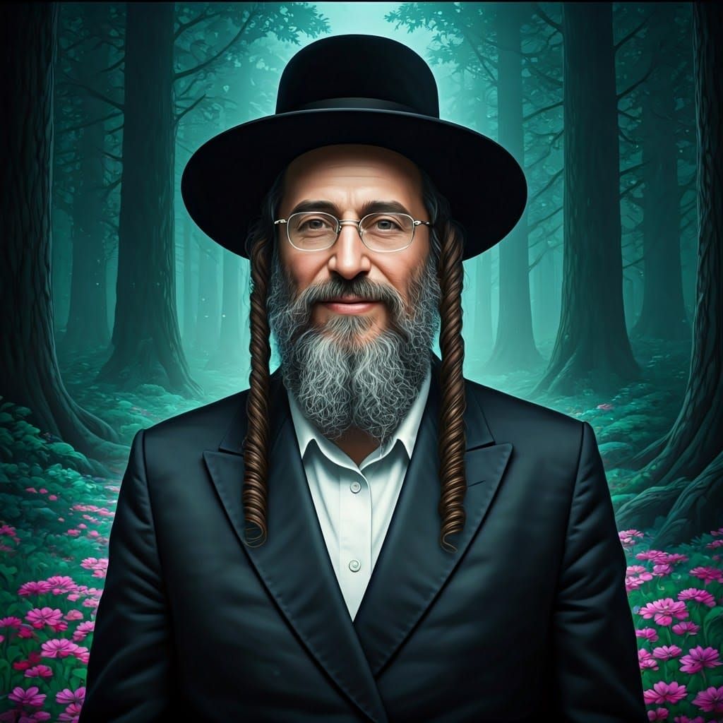 Hasidic Man in Mystical Forest, Matte Painting