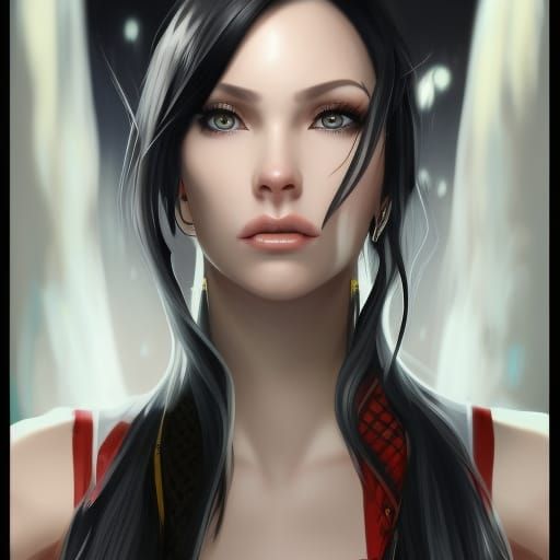 Long black hair - AI Generated Artwork - NightCafe Creator