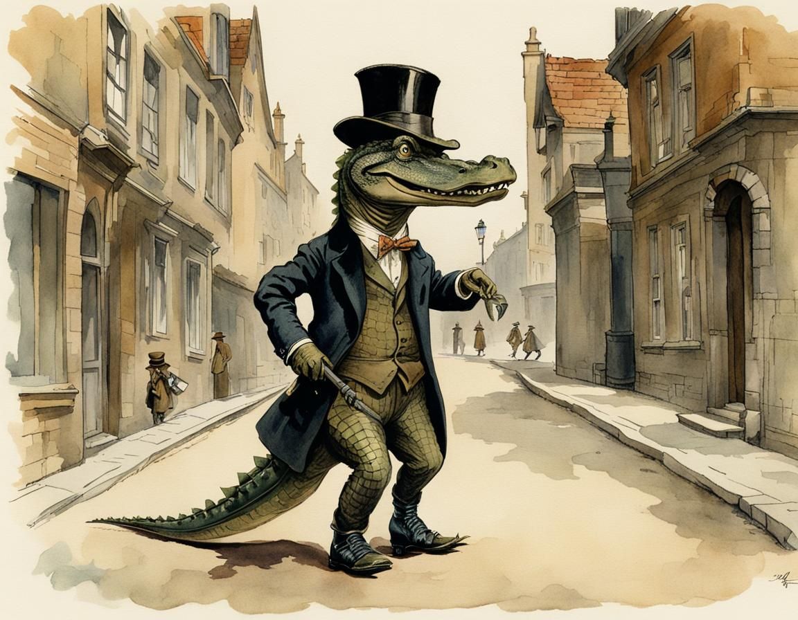 Fashionable crocodile around 1900