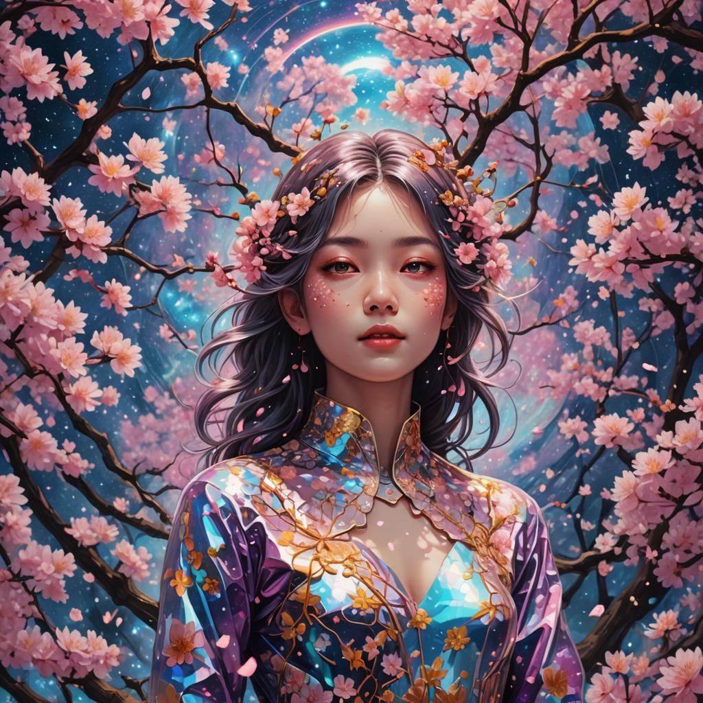 Covered with cherry blossoms, If I could die now In this dre...