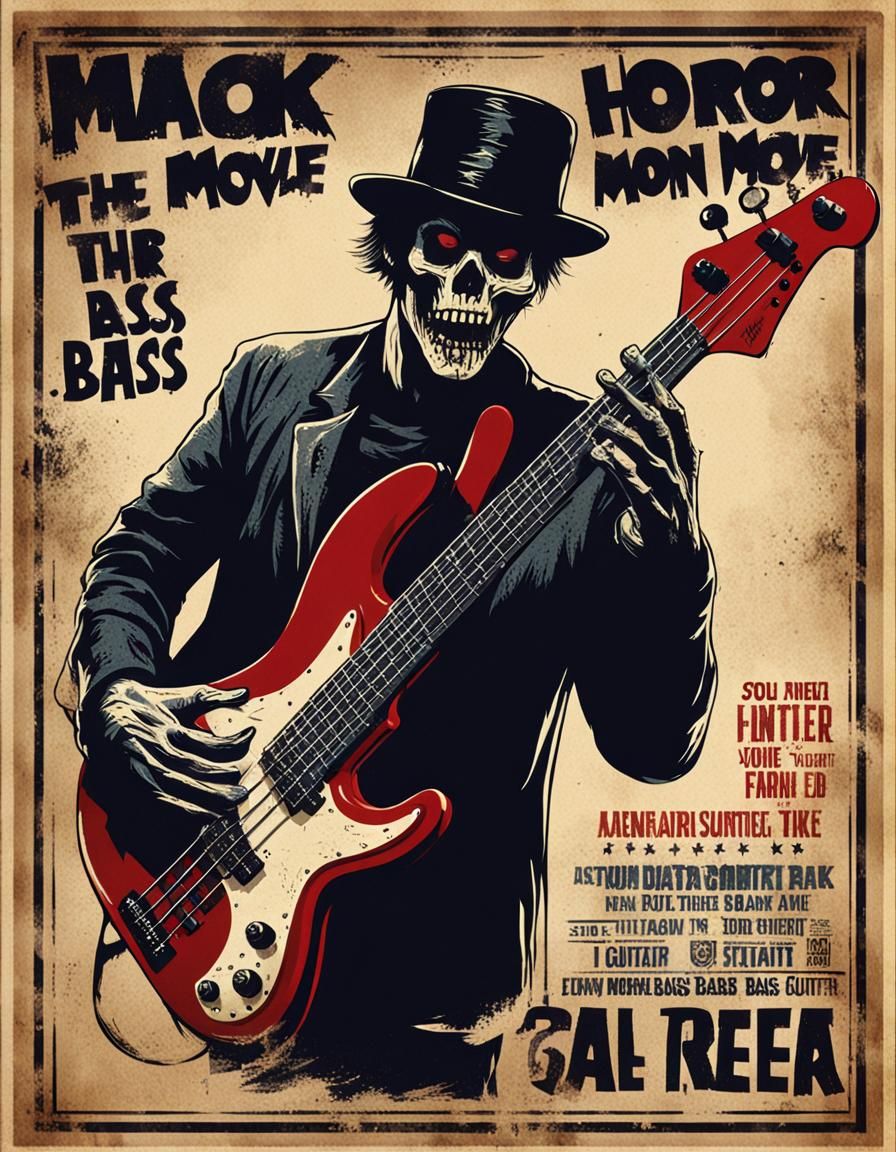 Movie poster skeleton with bass