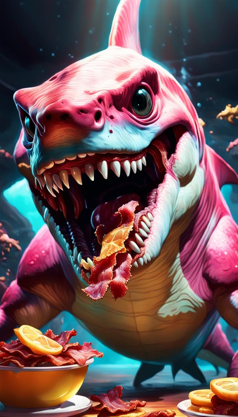 A monster with a giant foodie big shark teeth for eating bac...