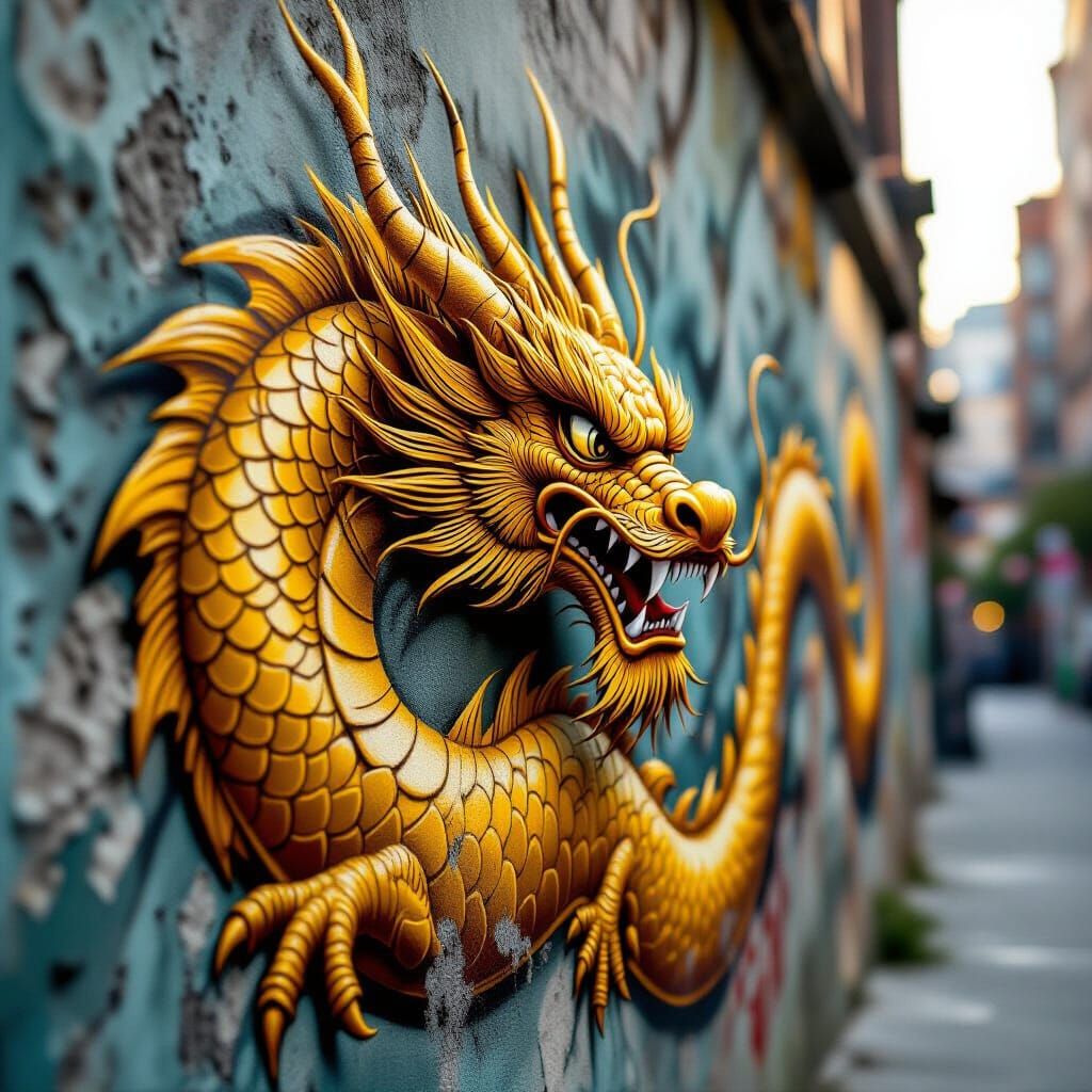 A golden dragon by the airbrush art.  by @Nutti3ism