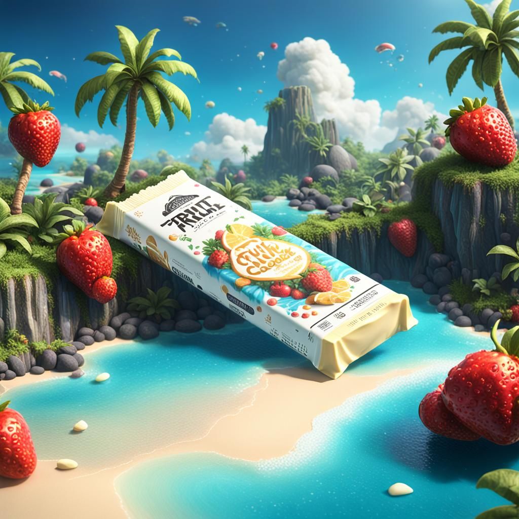 I want my new white chocolate fruity bar in pacage
 on a tro...