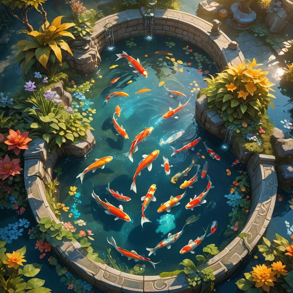 Fantastical Fountain of Dreams in Digital Painting Style