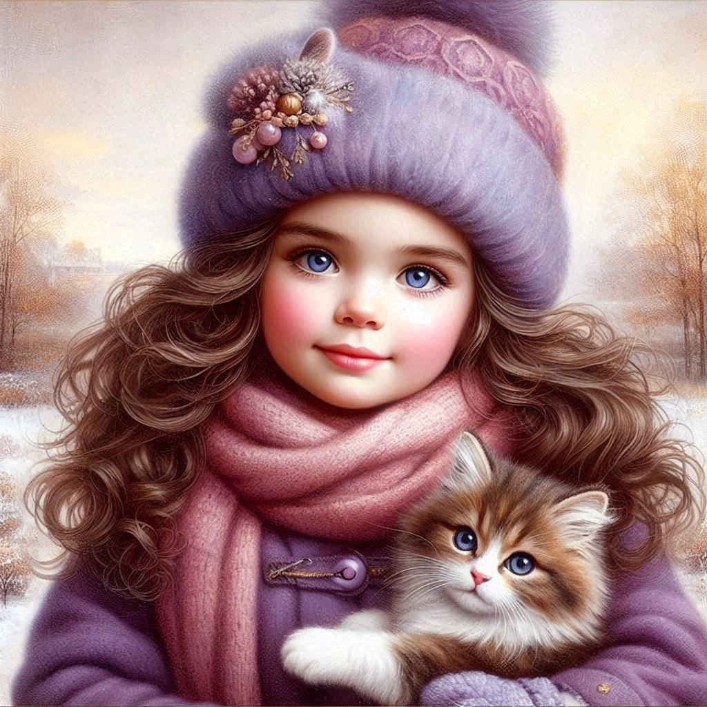 Little girl holding a cat.