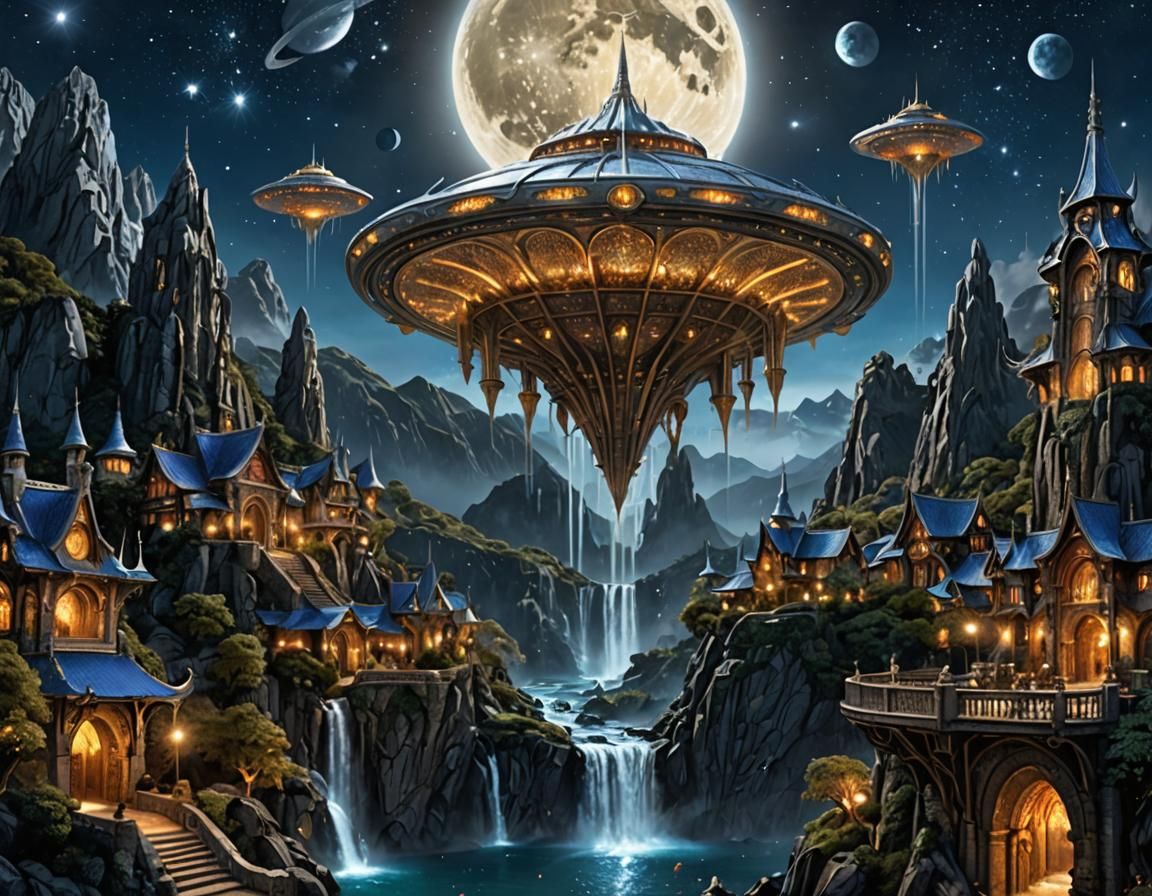 Alien Spaceships Invade Middle Earth  by @Magnolia55