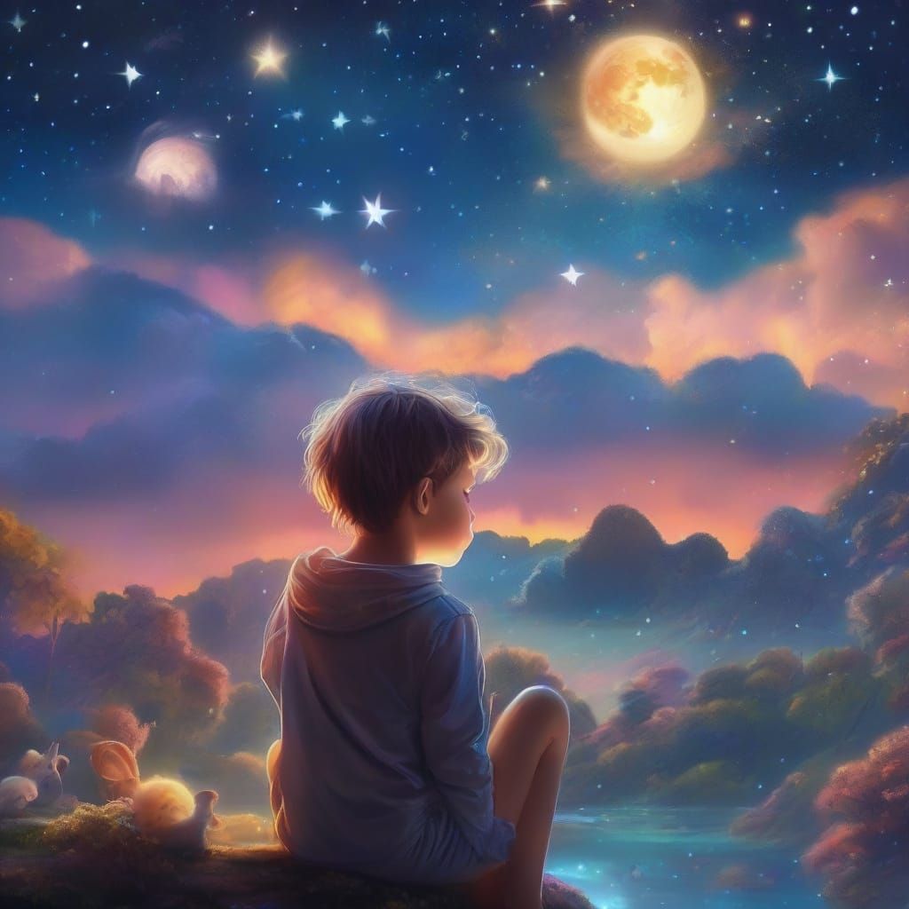 Dreamy Surreal Landscape with Glowing Animals