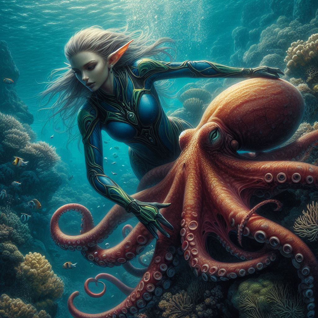 Oceanic Druid and Her Animal Companion