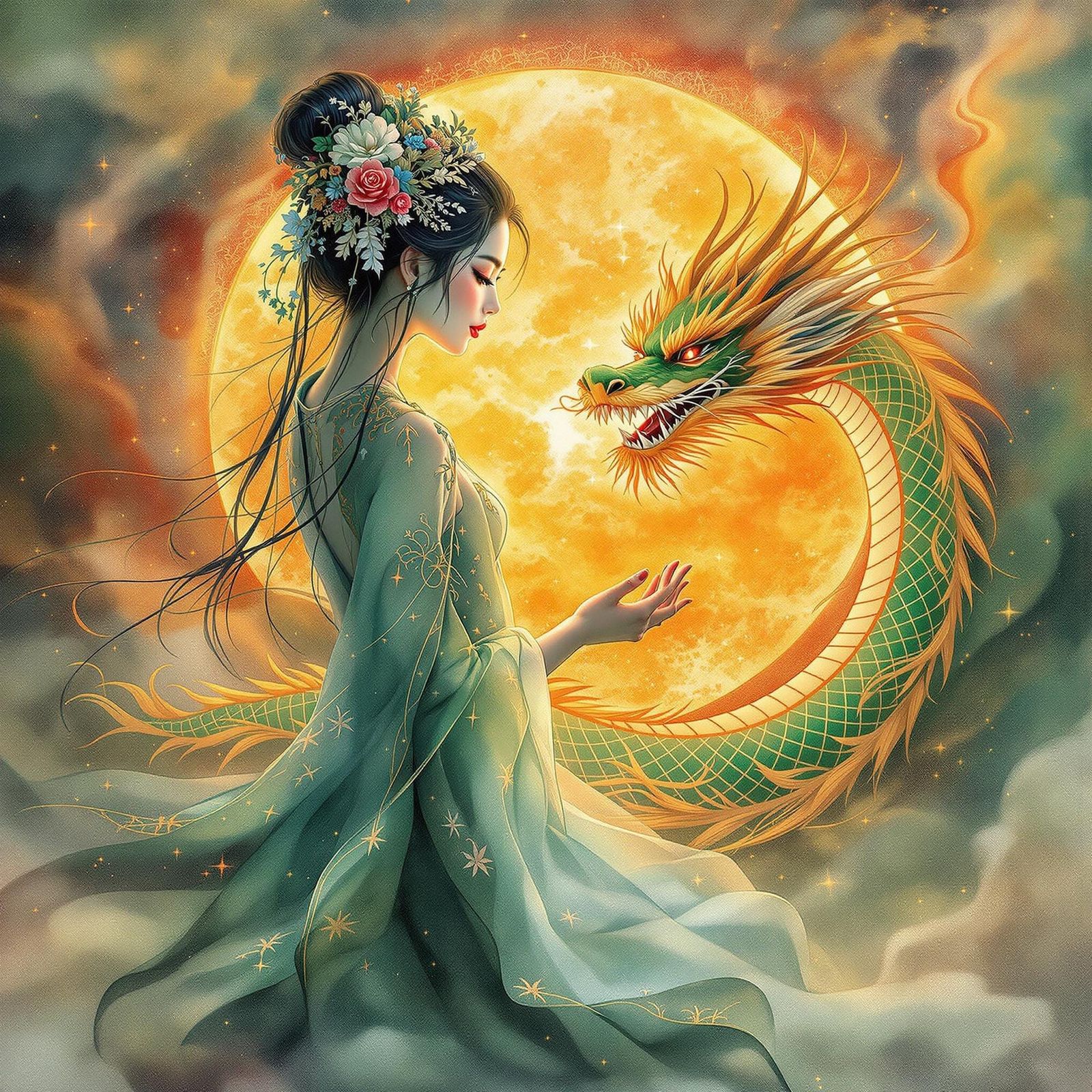 Lady and dragon  by @Easter Bunny