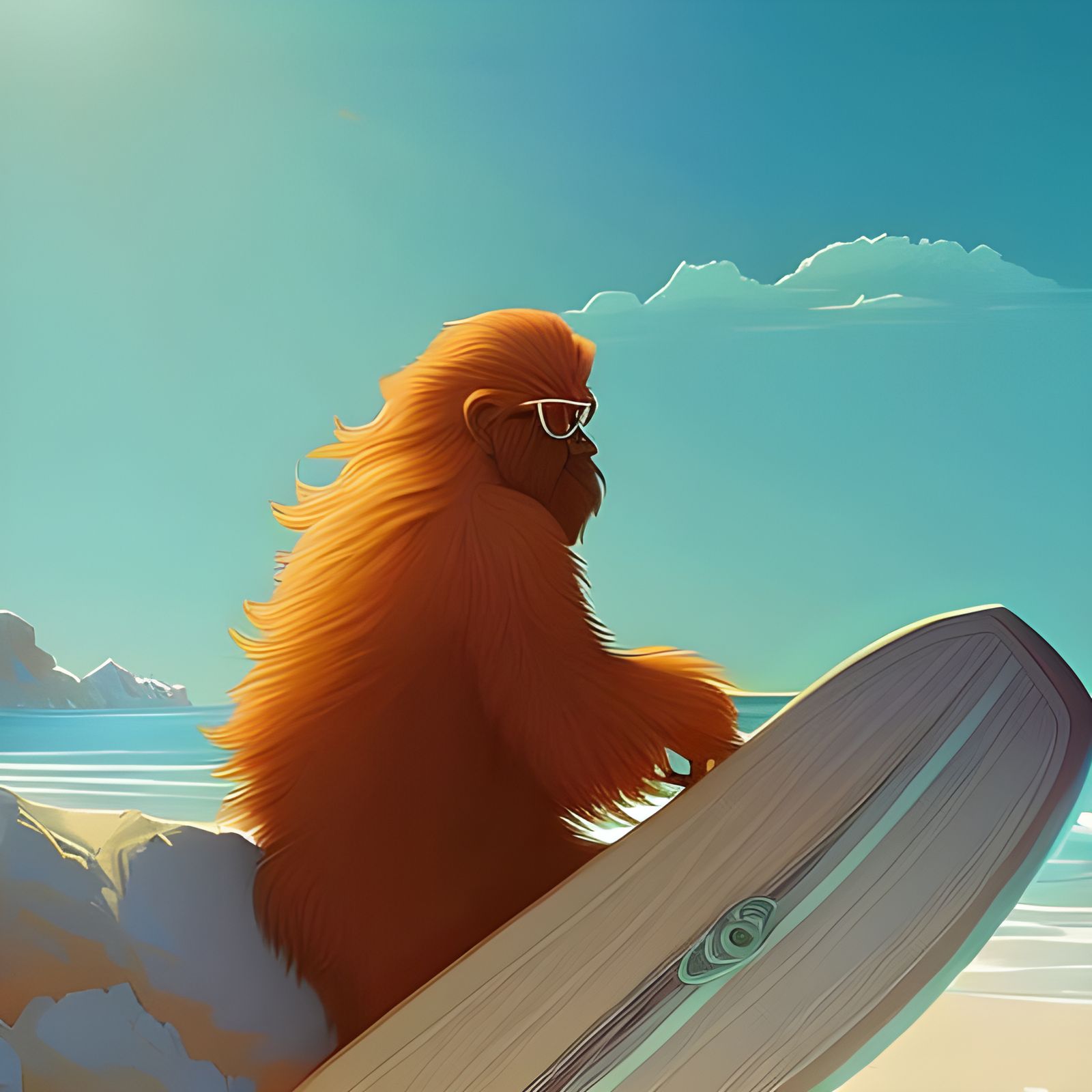 Tree Plank Surfboard Art Illustration