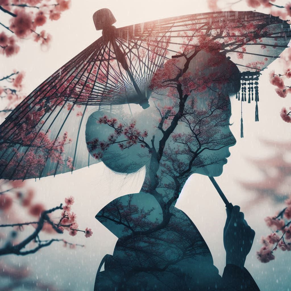 double exposure beautiful fantasy DALL-E 3 portrait landscap...
