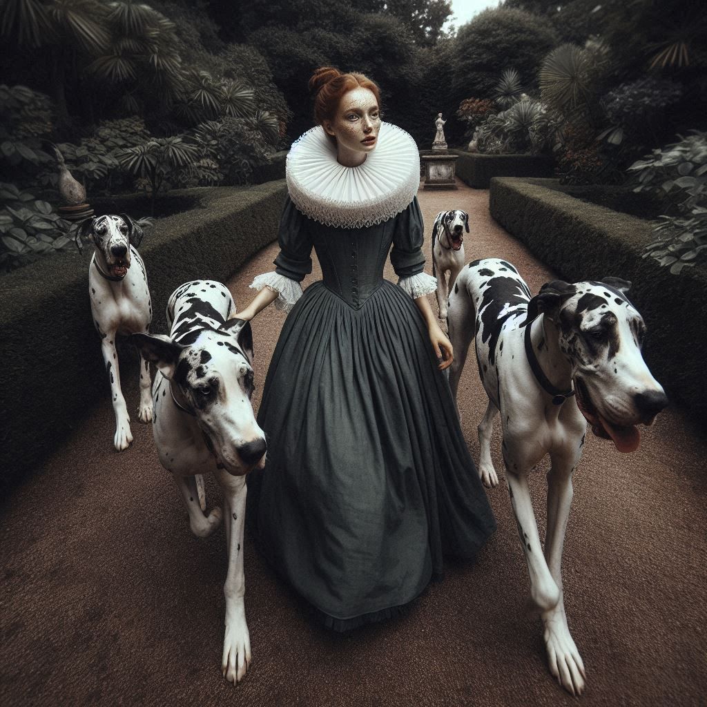 The Lady of the House and her Great Danes