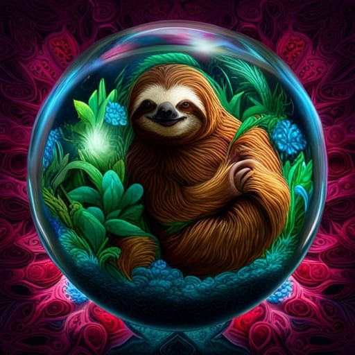 Insanely detailed and elaborate Sloth in a chrystal globe   by @TNFT