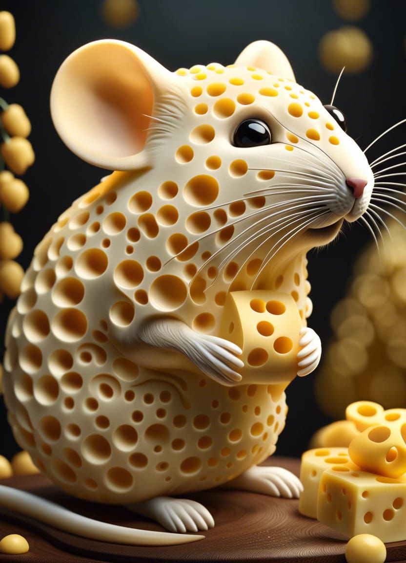 Swiss Cheese Mouse Sculpture AI Generated Artwork NightCafe Creator