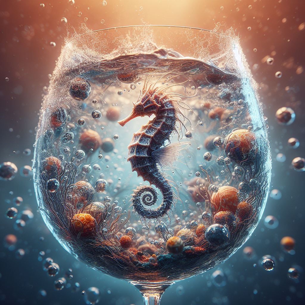 Seahorse in a wine glass