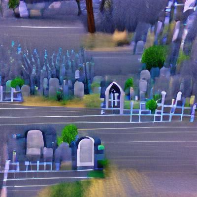 Driving past a graveyard on a lonesome street