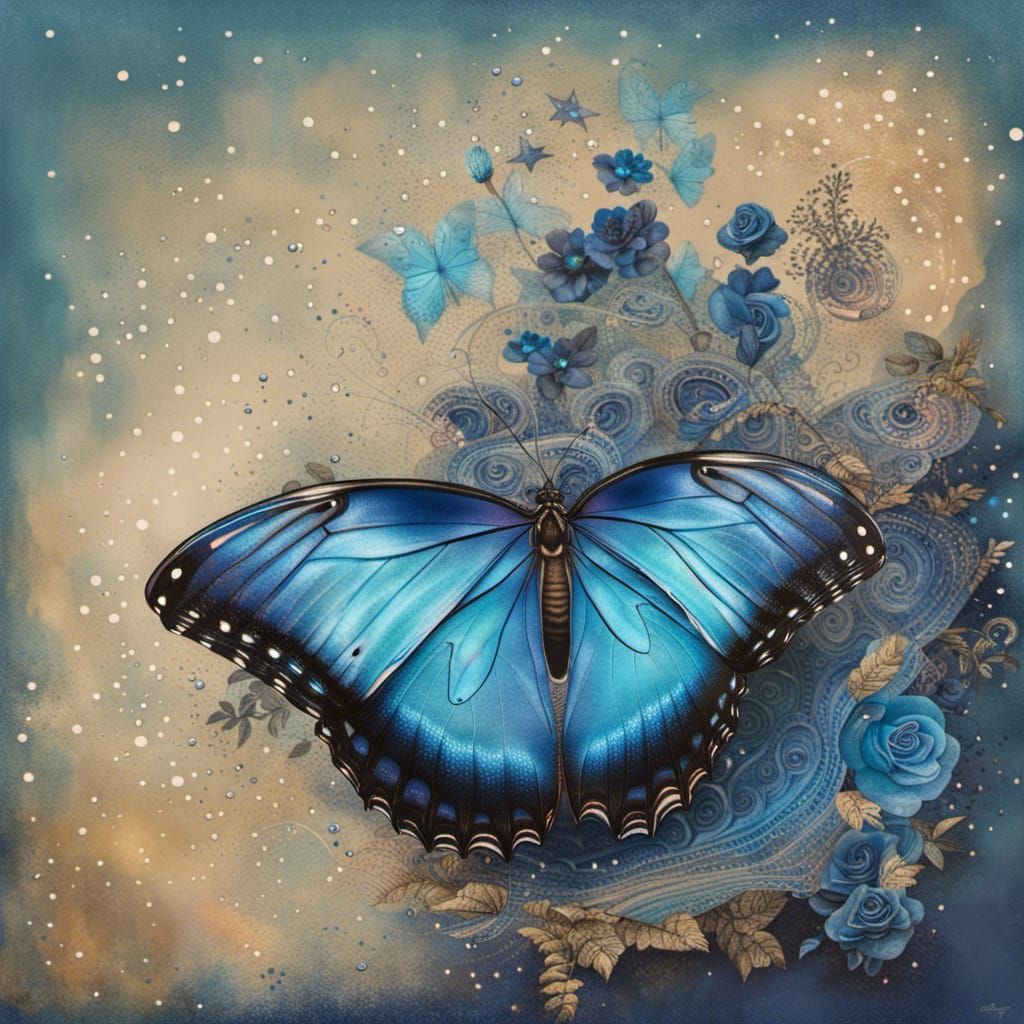 Highly detailed blue morpho